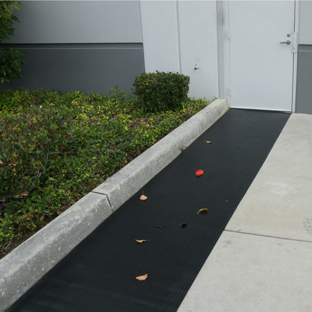 Rubber-Cal "Wide-Rib" Corrugated Rubber Floor Mat - 1/8 in x 3 ft x 8 ft - Black Rubber Roll 03-167-WR-P