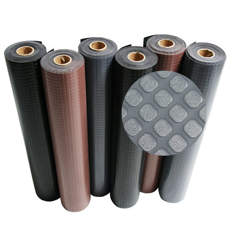 RUBBER-CAL "Block-Grip" Vinyl Flooring Rolls - 2 mm x 4 ft x 35 ft Roll - Dark Gray 03-211