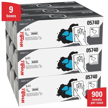Kimberly-Clark Professional Dry Wipe, L40, Pop Up Box, Double Recreped (DRC), 9 3/4 in x 16 1/2 in, 100 Sheets, 9 Pack 05740