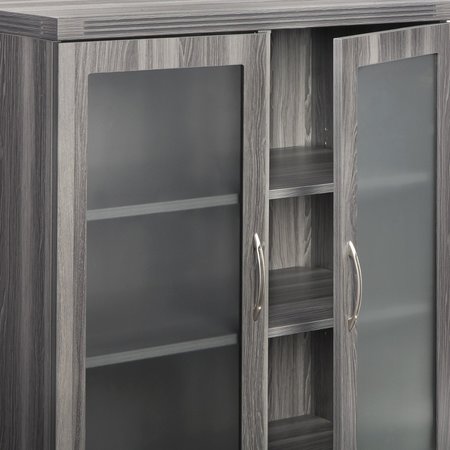 Mayline Glass Display Cabinet, Aberdeen, Gray Stl AGDCLGS