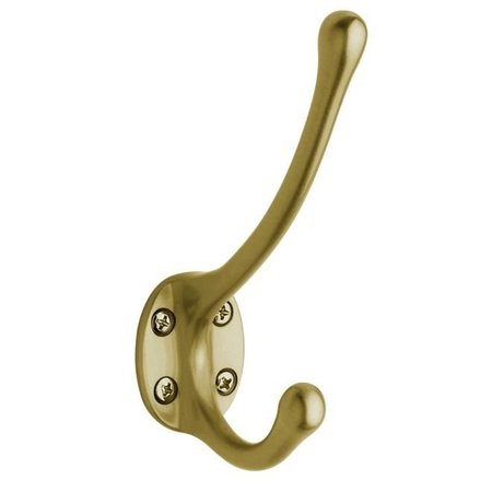 BALDWIN Estate Satin Brass with Brown Coat Hooks, Projection: 3-1/2" 0742.060