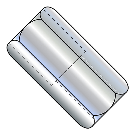 ZORO SELECT Coupling Nut, 3/8"-16, Steel, Zinc Plated, 1 in Lg, 1/2 in Hex Wd, 200 PK 371608NCUPR