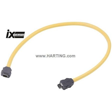 HARTING Cordset, 0.5m, Yellow, 28 AWG 09482626749005