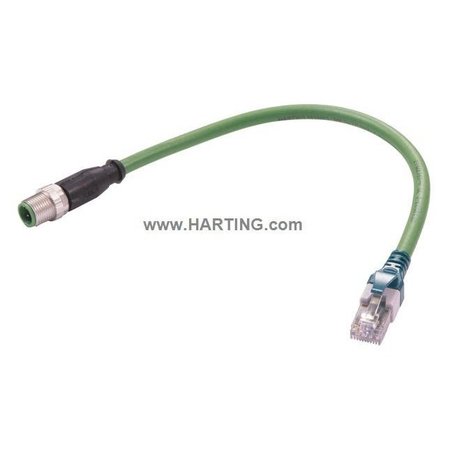 HARTING Cordset, 5m, Green, 22 AWG 09486896018050