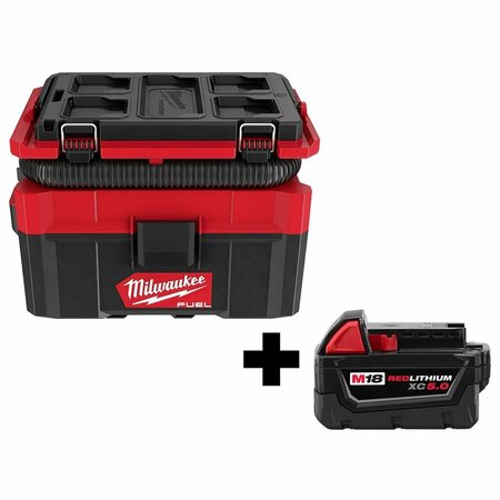 MILWAUKEE TOOL M18 Wet/Dry Vacuum, M18 Battery Pack 0970-20, 48-11-1850