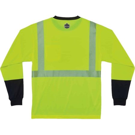 Glowear By Ergodyne Black Front Perf. Lng Slv Shirt, L, Lime 8281BK