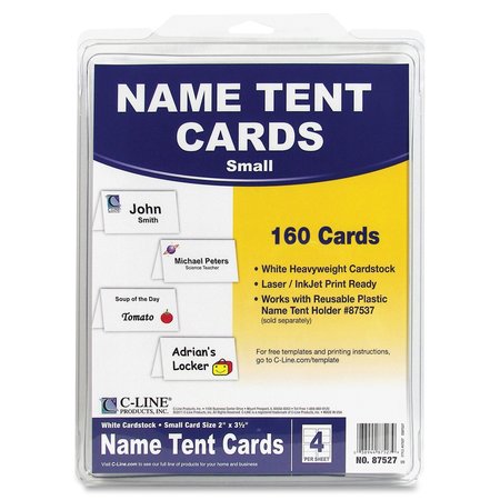 C-Line Products Name Tent Cardstock, White, PK160 87527