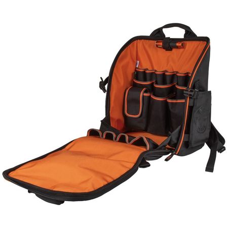 Klein Tools Backpack, Black/Gray/Orange, Ballistic Polyester, 21 Pockets 55655