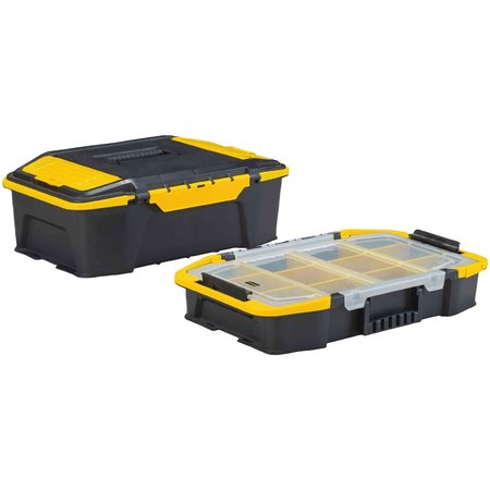 Stanley CLICK 'N' CONNECT 2-in-1 Tool Box, Plastic, Black/Yellow, 19 in W x 12-1/2 in D x 9-1/2 in H STST19900