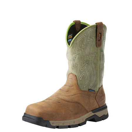 ARIAT Size 9-1/2 Men's Western Boot Composite Work Boot, Brown/Green 10021486