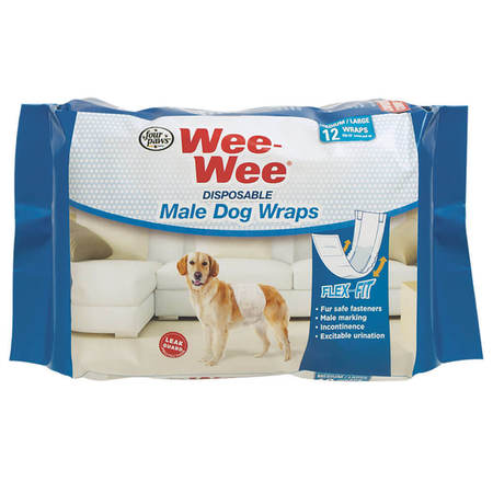 FOUR PAWS Wee-Wee Disposable Male Dog Wraps 12Pcs 100523614