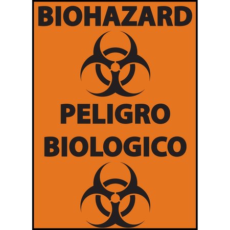 ZING Sign, Blingual Biohazard, 10x7", ADHesive 10056S