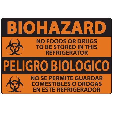 ZING Sign, BioHazard, Refrigerator, 10x14", AL 20058A