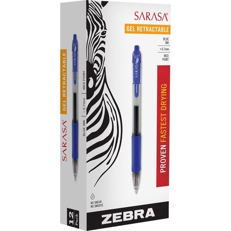 Zebra Pen Sarasa Gel Pen, Blue, Medium, PK12 46820