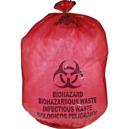MEDEGEN Biohazard Trash Bags, 25 gal, 1.10 mil (28 Micron), Red, 50 PK MDRB142755