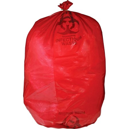 MEDEGEN Biohazard Trash Bags, 33 gal, 1.50 mil (38 Micron), Red, 50 PK RIWB142143