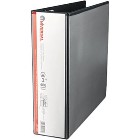 Zoro Select 3" Round Ring Binder, Black UNV20991