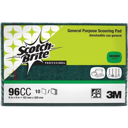 3M COMMERCIAL Sponge, Scrub, Scotchbrite, PK10 96CC