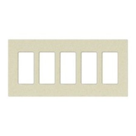 LUTRON Designer Wall Plates, Number of Gangs: 5 Satin Finish, Snow SC-5-SW