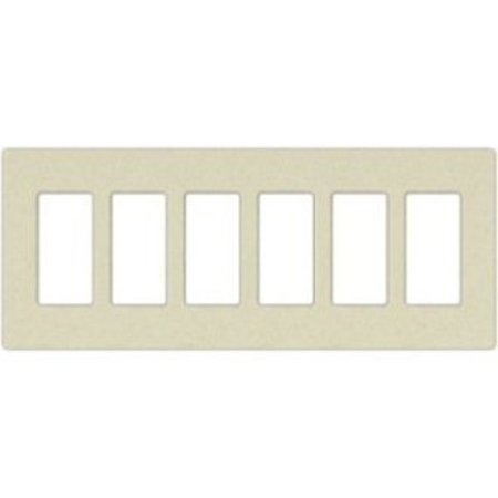 LUTRON Designer Wall Plates, Number of Gangs: 6 Satin Finish, Snow SC-6-SW