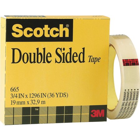 SCOTCH Double Sided Tape, 665-2P12-36, PK12 6652P1236