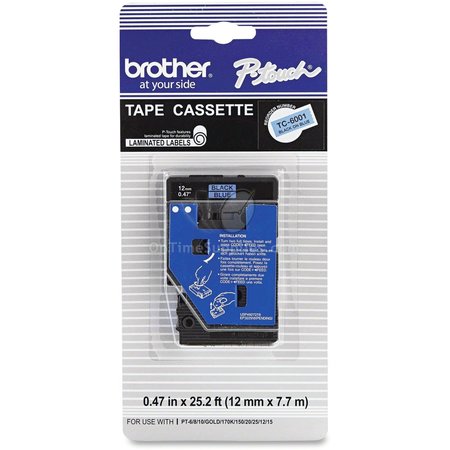 BROTHER Label, Black/Blue, .47" x 25.2 ft. TC6001