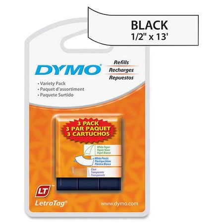 Dymo Paper/Plastic Label Tape, 0.5"x13 ft., PK3 12331
