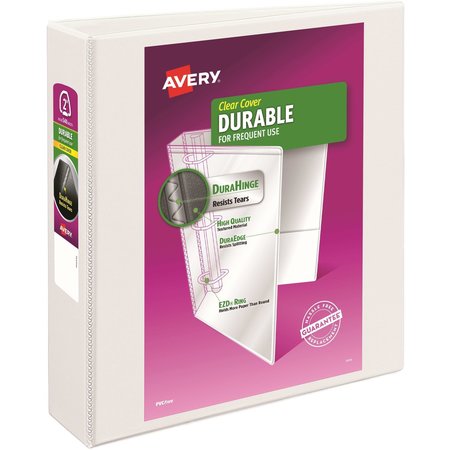 AVERY Binder, Durable View, EZD Rings, 2", White 09501