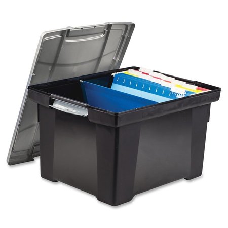 Storex File Storage Box, Lid, Black/Silver, Plstic 61543U01C