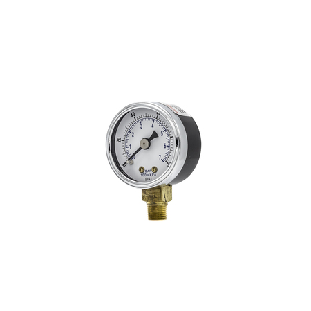 Pic Gauges Air Gauge, 2", 0/100 psi, 1/4" Mount 101D-204E