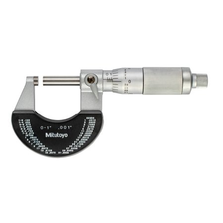 MITUTOYO Micrometer, Outside, 0-1", 0.001", ft. 102-325