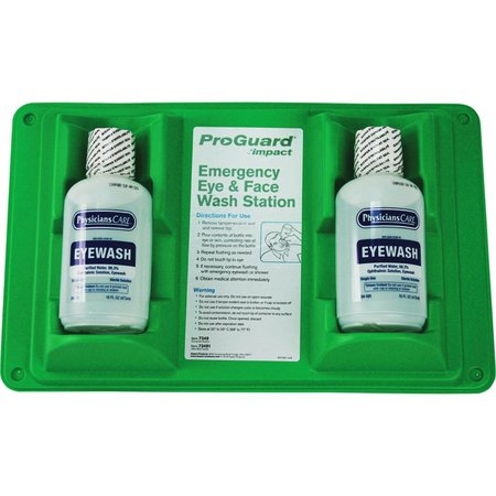 IMPACT PRODUCTS Eye/Face Wash Station, 2/16oz Solution Btls, 13"x4"x11" , WE/GN 7349