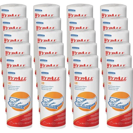 WYPALL Cleaning Wipes, Roll, L30, Prfrated, PK24, White, Roll, 70 Wipes, 11" x 10.40", 24 PK 05843CT