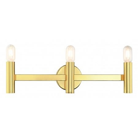 LIVEX LIGHTING Polished Brass ADA Vanity Sconce, 3 Light 10343-02