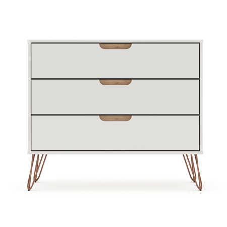 Manhattan Comfort Dresser, 3- Drawers, Off White/Nature 103GMC