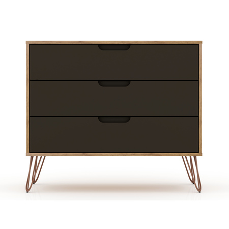 Manhattan Comfort Dresser, 3- Drawers, Nature/Textured Grey 103GMC