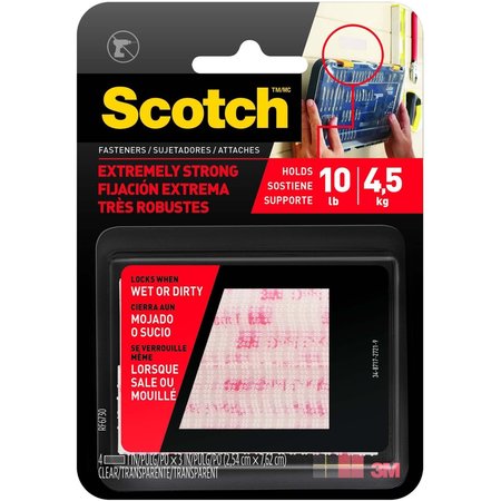 SCOTCH Reclosable Fastener, Acrylic Adhesive, 3 in, 1 in Wd, Clear, 24 PK RF6730