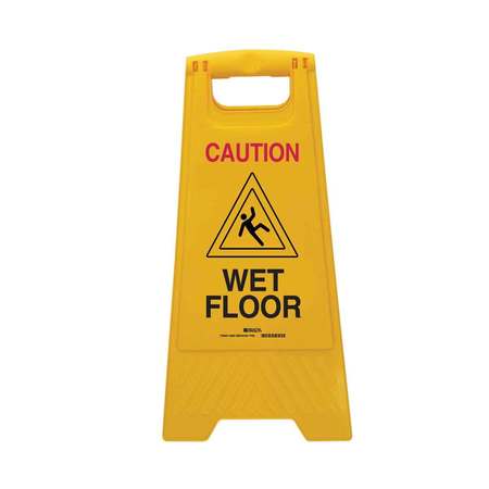 BRADY Warning System Floor Stand, 24-1/2" H, Plastic, Rectangle, English, 104809 104809