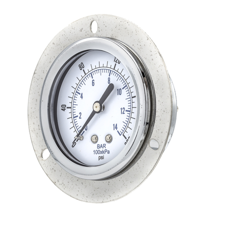 Pic Gauges Air Gauge, 2.5", 0/200psi, 1/4"NPT, F Flange 104D-254G