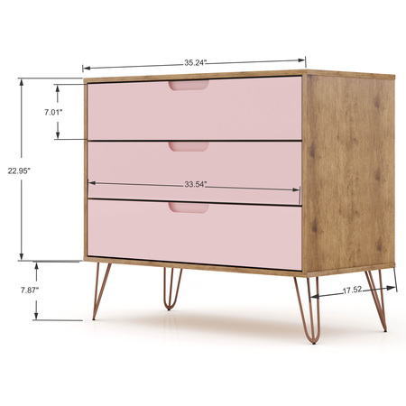 Manhattan Comfort Dresser/Nightstand, Drawers, Set of 2, Natu 104GMC