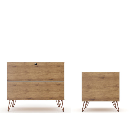 Manhattan Comfort Dresser/Nightstand, Drawers, Set of 2, Natu 104GMC