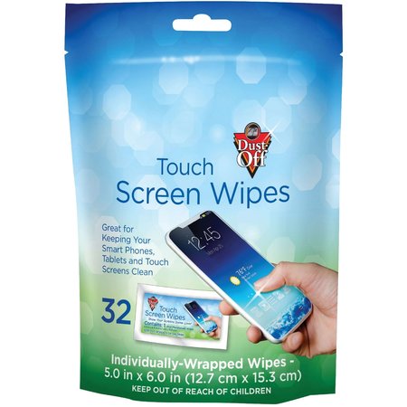 DUST-OFF Touch Screen Wipes, 32 Count Pouch DTSW32