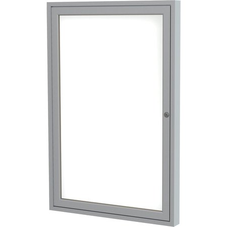 GHENT 1-Door Enclosed Whiteboard 36"x30", Aluminum Frame, Satin PA13630M-M1