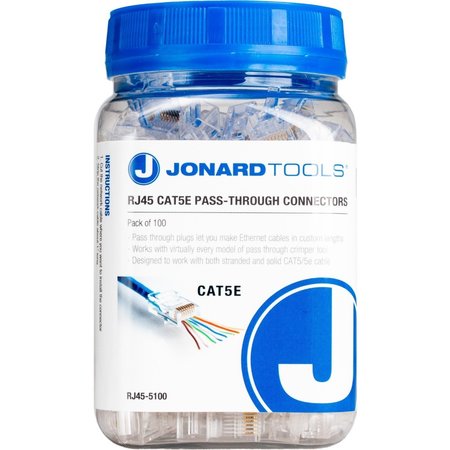 Jonard Tools RJ45 CAT5/5E Pass-Through Connect, PK 100 RJ45-5100