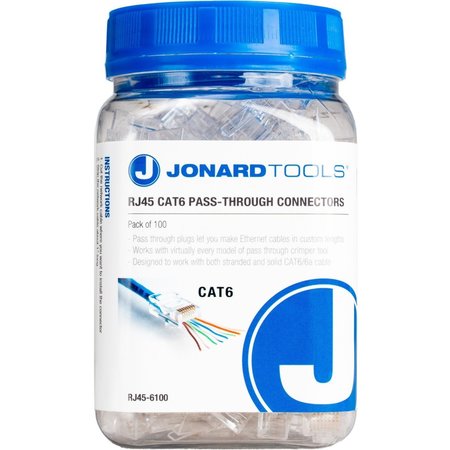 Jonard Tools RJ45 CAT6 Pass-Through Connectors, PK 50 RJ45-650