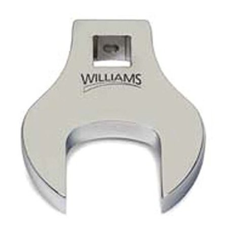 WILLIAMS 3/8" Drive, SAE 1-1/8" Crowfoot Socket Wrench, Open End Head, High Polished Chrome Finish 10712