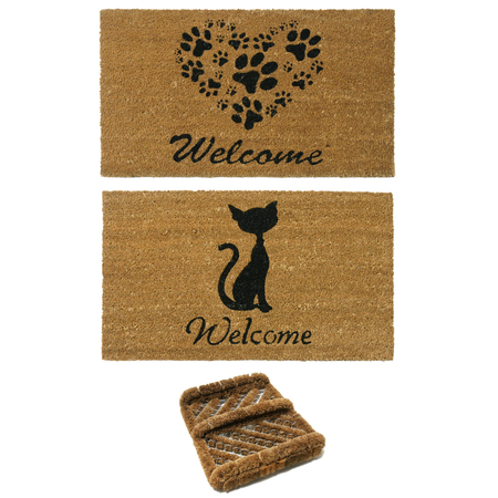 Rubber-Cal Heart-Shaped Paws Welcome Mat 18 by 30-Inch