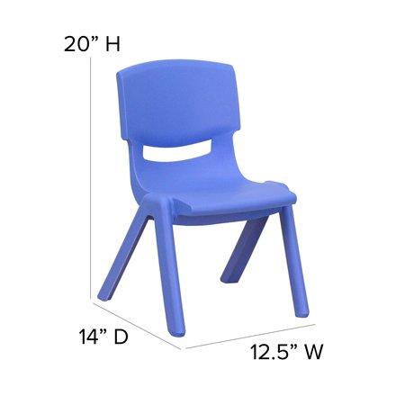 Flash Furniture Blue Plastic Stackable School Chair with 10.5" Seat Height 10-YU-YCX-003-BLUE-GG
