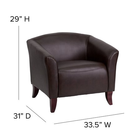 Flash Furniture BrownChair, 31"L29"H, Sloping, LeatherSeat, Hercules ImperialSeries 111-1-BN-GG