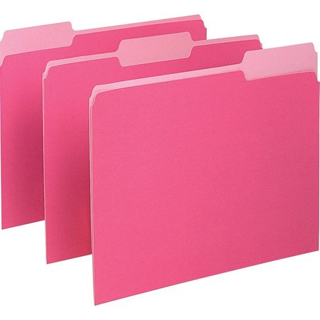 Zoro Select File Folders 8-1/2" x 11", 1/3-Cut Tab, Pink, Pk100 PFX15213PIN